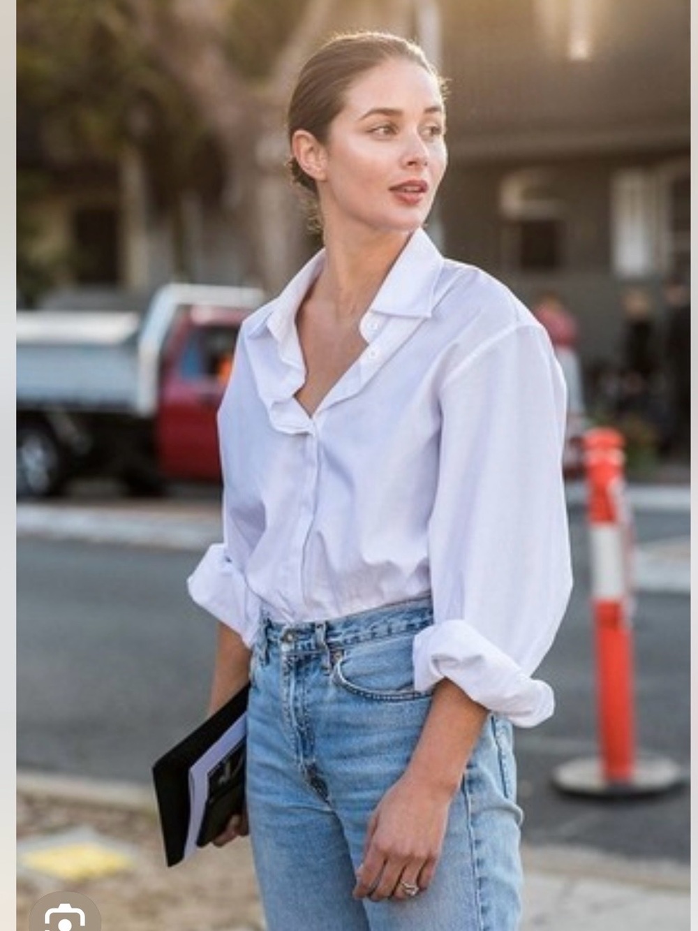 Boyfriend White Button-Down Shirt, unisex, ladies size L, size men’s 16